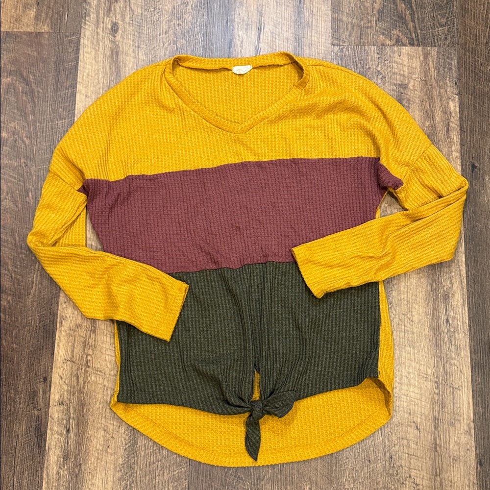 Lovely Melody V-neck Knit Top Women’s Small Fall colors